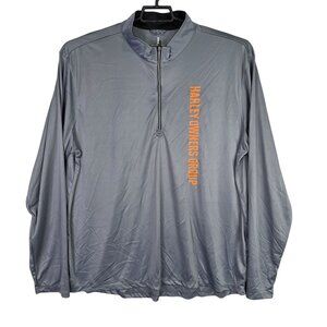 Mens Elevate Gray Harley Owners Group 1/4 Zip Pullover Shirt Long Sleeve 3XL